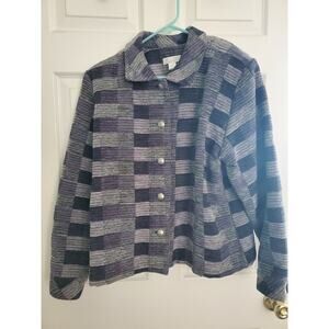 Christopher & Banks Blazer Womans Patchwork Tapestry Blazer Jacket, Workwear